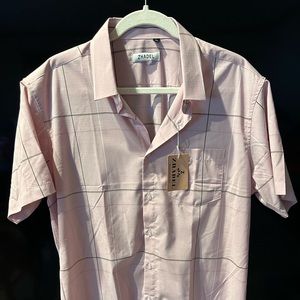Zhadel Pink Slim-Fitted Short Sleeve Casual Shirt — Mens XL